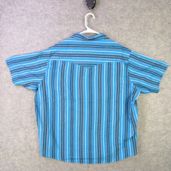 Vintage Wrangler Shirt Mens Large Blue Striped Western Snap Pearl Pockets 70s - Picture 7 of 8
